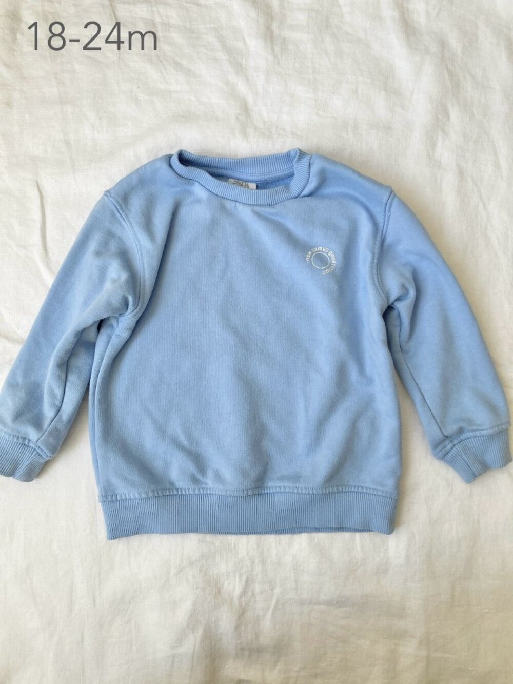 (🎨$3 PLAY) Zara 18-24 Months Toddler Blue Crewneck Sweatshirt Fall Pastel